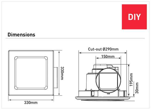 MERCATOR  Novaline II Square Exhaust Fan White