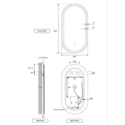 AULIC BEAU MONDE LED MIRROR GUN METAL 3 COLOUR LIGHTS 450X900MM - FIL Kitchen Bathroom