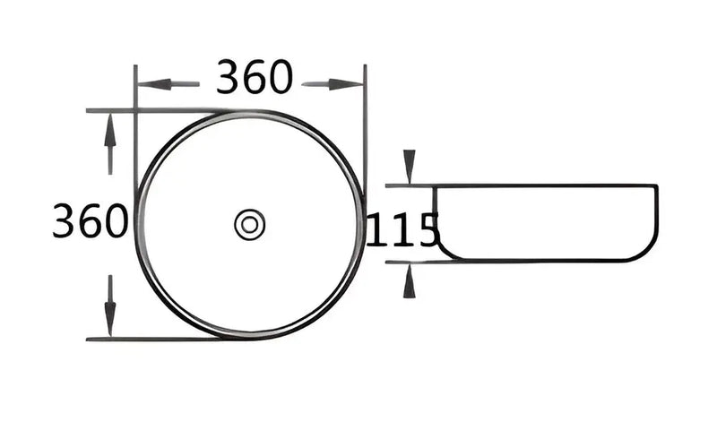 Fluted Above Counter  Round Basin Matte Black 360x360x115mm - FIL Kitchen Bathroom