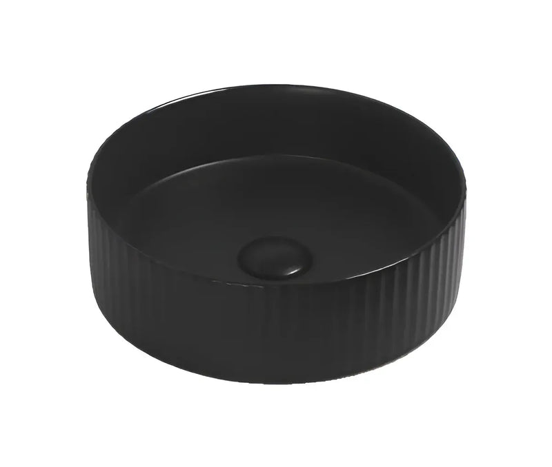 Fluted Above Counter  Round Basin Matte Black 360x360x115mm - FIL Kitchen Bathroom