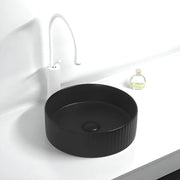 Fluted Above Counter  Round Basin Matte Black 360x360x115mm - FIL Kitchen Bathroom