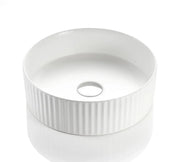 Fluted Above Counter Round Basin Gloss White/Matte White 360x360x115mm - FIL Kitchen Bathroom