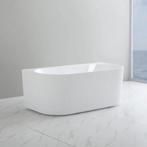 Bari Back to Wall FreeStanding Bathtub Gloss White/Matte White 1500mm/1700mm - FIL Kitchen Bathroom