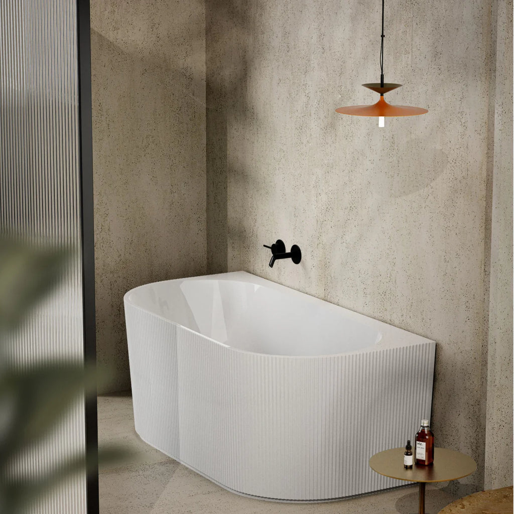 Bari Back to Wall FreeStanding Bathtub Gloss White/Matte White 1500mm/1700mm