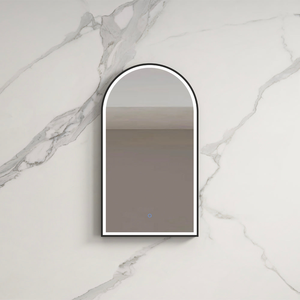 INFINITY BIANCO BLACK FRAMED LED MIRROR 3 COLOUR LIGHTS WITH TOUCH SENSOR SWITCH 500X900MM