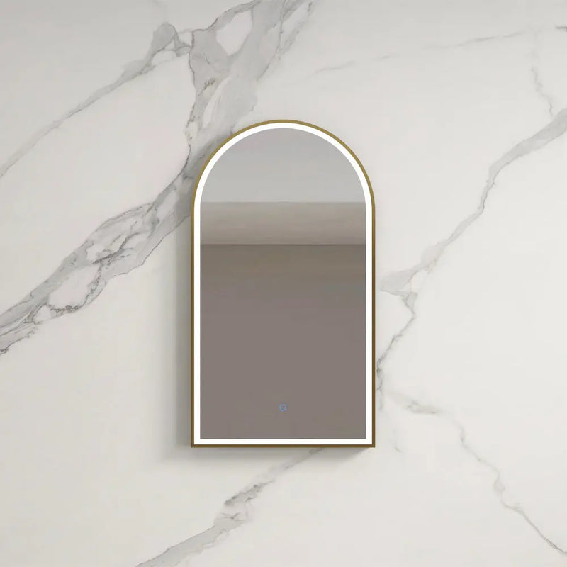 INFINITY BIANCO GOLD FRAMED LED MIRROR 3 COLOUR LIGHTS WITH TOUCH SENSOR SWITCH 500X900MM - FIL Kitchen Bathroom