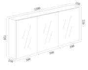 MDF Shaving Cabinet 1200mm - Gloss White mercioaustralia