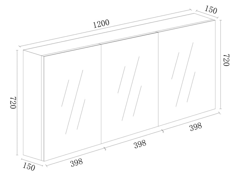 MDF Shaving Cabinet 1200mm - Gloss White mercioaustralia