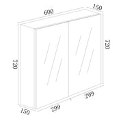 MDF Shaving Cabinet 600mm - Gloss White mercioaustralia