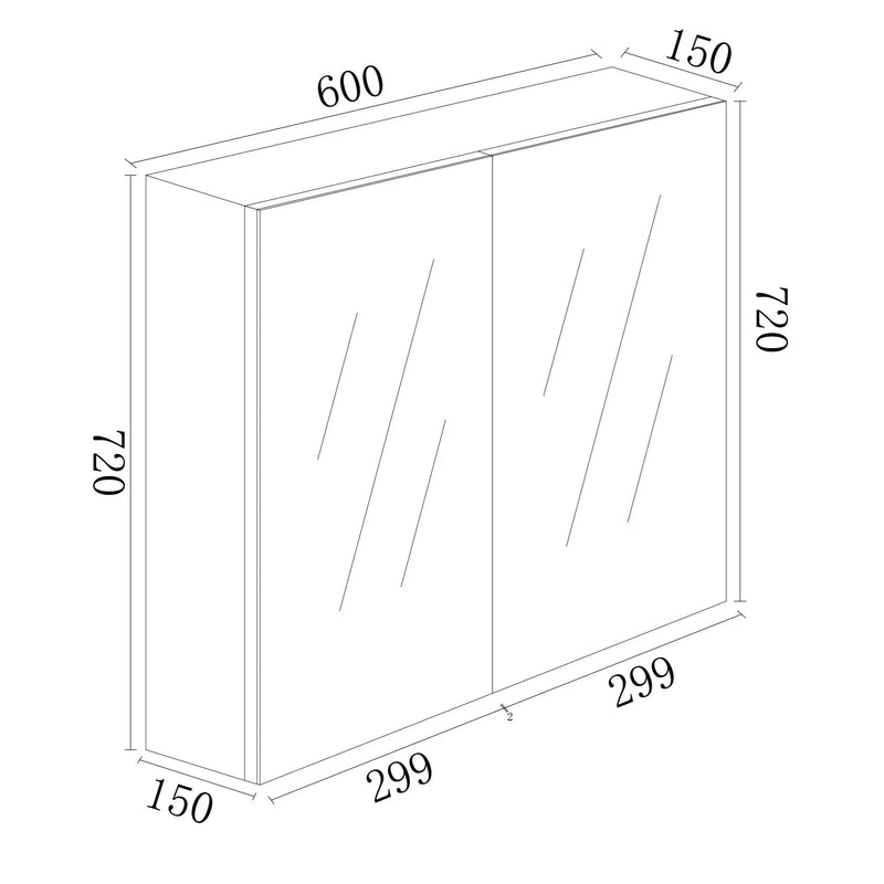MDF Shaving Cabinet 600mm - Gloss White mercioaustralia