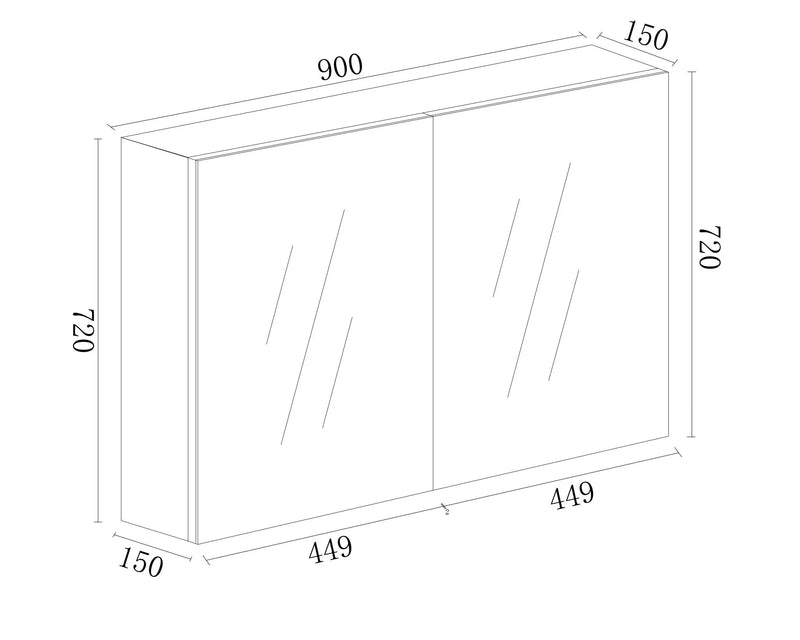 MDF Shaving Cabinet 900mm - Gloss White mercioaustralia