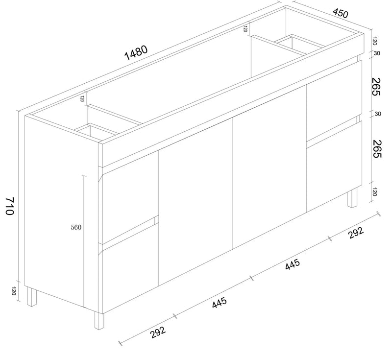 BIANCA 1500mm PVC Freestanding Vanity mercioaustralia