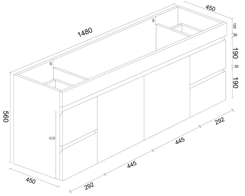 BIANCA 1500mm PVC Wall-Hung Vanity mercioaustralia