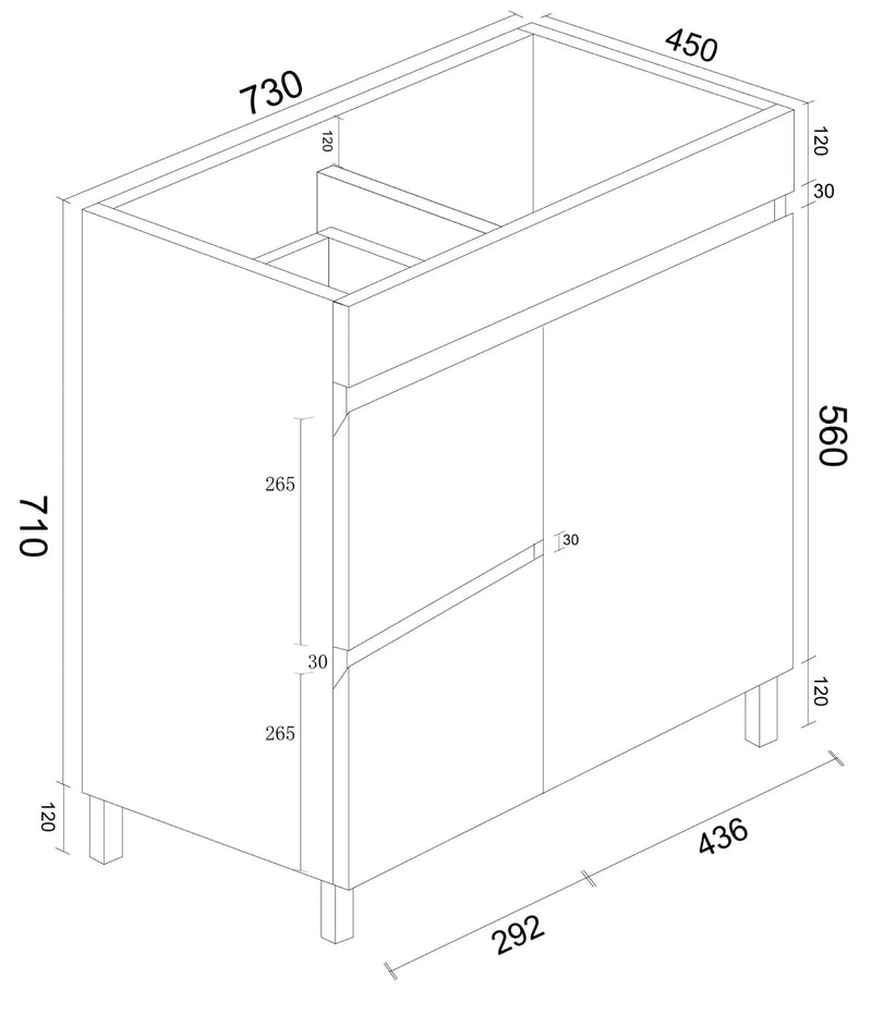 BIANCA 750mm PVC Freestanding Vanity (LHD) mercioaustralia