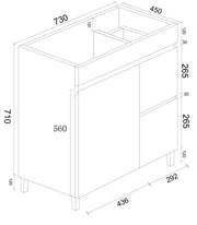 BIANCA 750mm PVC Freestanding Vanity (RHD) mercioaustralia