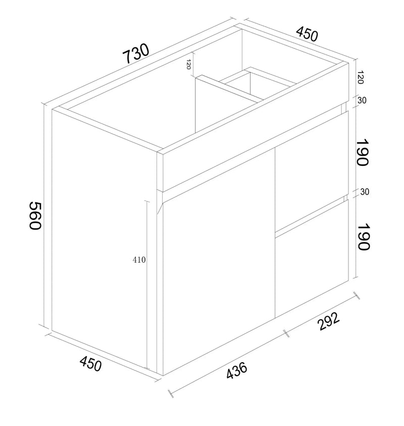 BIANCA 750mm PVC Wall-Hung Vanity (RHD) mercioaustralia