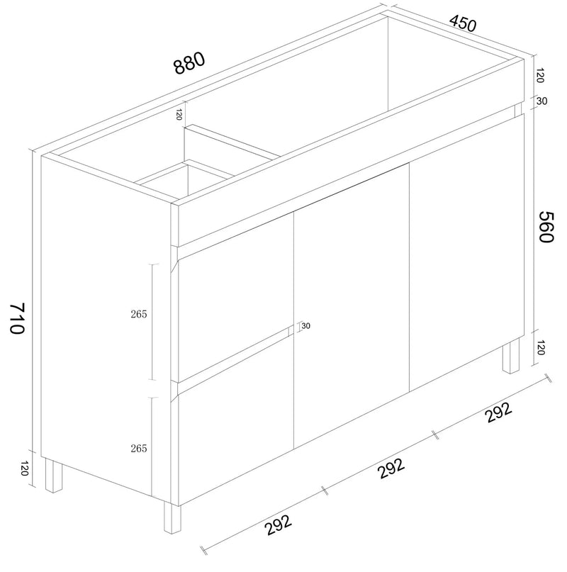 BIANCA 900mm PVC Freestanding Vanity (LHD) mercioaustralia