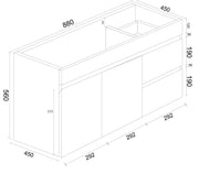 BIANCA 900mm PVC Wall-Hung Vanity (RHD) mercioaustralia