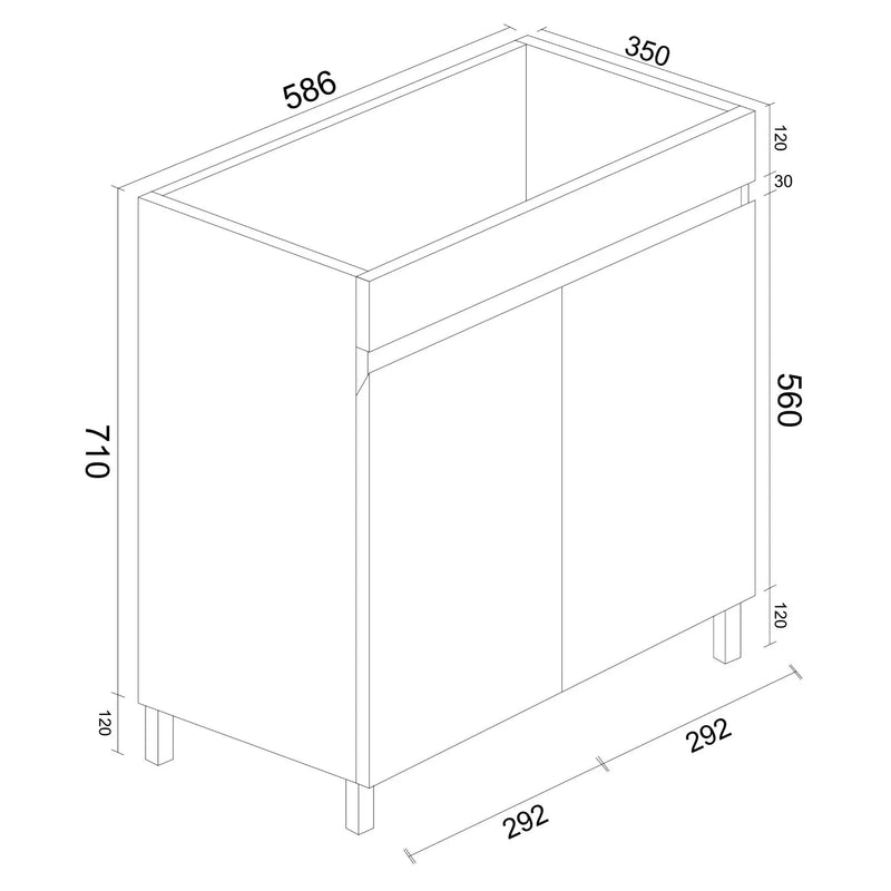 BIANCA 600mm PVC Slim Freestanding Vanity mercioaustralia