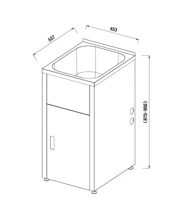 LAUNDRY CABINET AND STAINLESS STEEL TUB 455MM MATTE BLACK FIL Kitchen Bathroom
