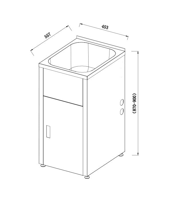 LAUNDRY CABINET AND STAINLESS STEEL TUB 455MM MATTE BLACK