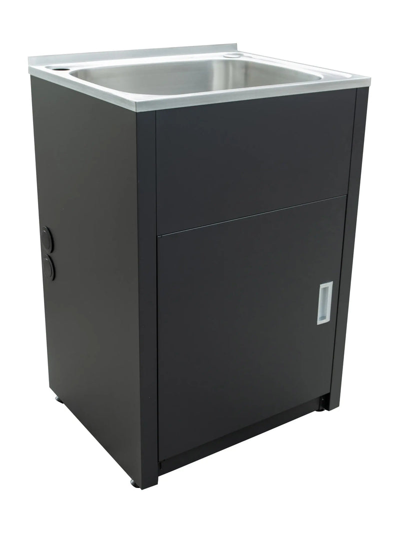 LAUNDRY CABINET AND STAINLESS STEEL TUB 600MM MATTE BLACK FIL Kitchen Bathroom
