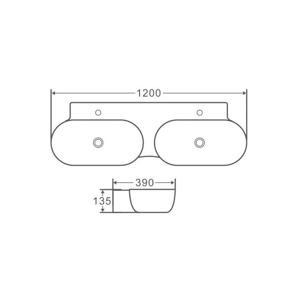 Boat 120 Counter Basin 1200 x 390 x 135mm