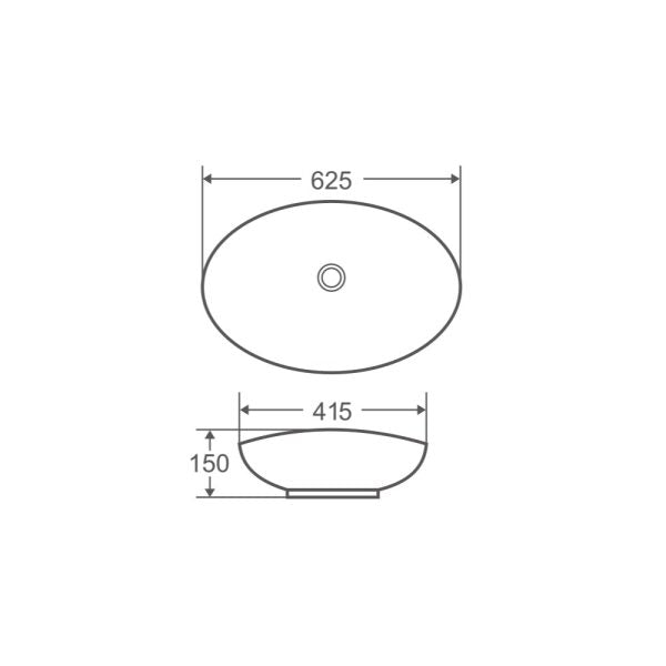 Boat 62 Oval Above Counter Basin 625 x 415 x 150 mm