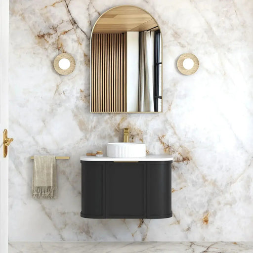 Hampshire Satin Black Wall Huang Curve Vanity 750mm otti