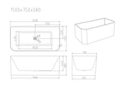 Bullion Ultra-Thin Back-to-Wall Bathtub - Gloss White mercioaustralia