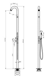 Round Out-Door Use Stainless Steel Freestanding Shower With Handheld Shower Aquaperla