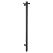 Round Vertical Brushed Brass Electric Heated Towel Rack Single Bar Aquaperla