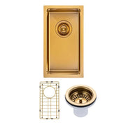 250x450x215mm Brushed Brass Stainless Steel PVD Single Bowl Kitchen Sink Aquaperla