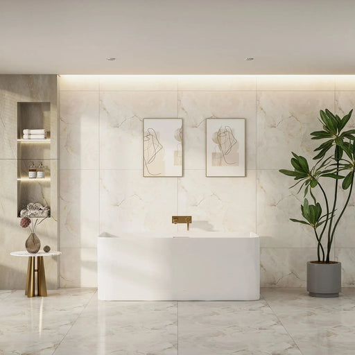 Bullion Ultra-Thin Back-to-Wall Bathtub - Gloss White mercioaustralia