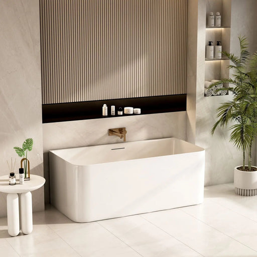 Bullion Ultra-Thin Back-to-Wall Bathtub - Gloss White mercioaustralia