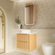 Byron Fluted Wall Hung Vanity Woodland Oak 600mm/750mm/900mm - FIL Kitchen Bathroom