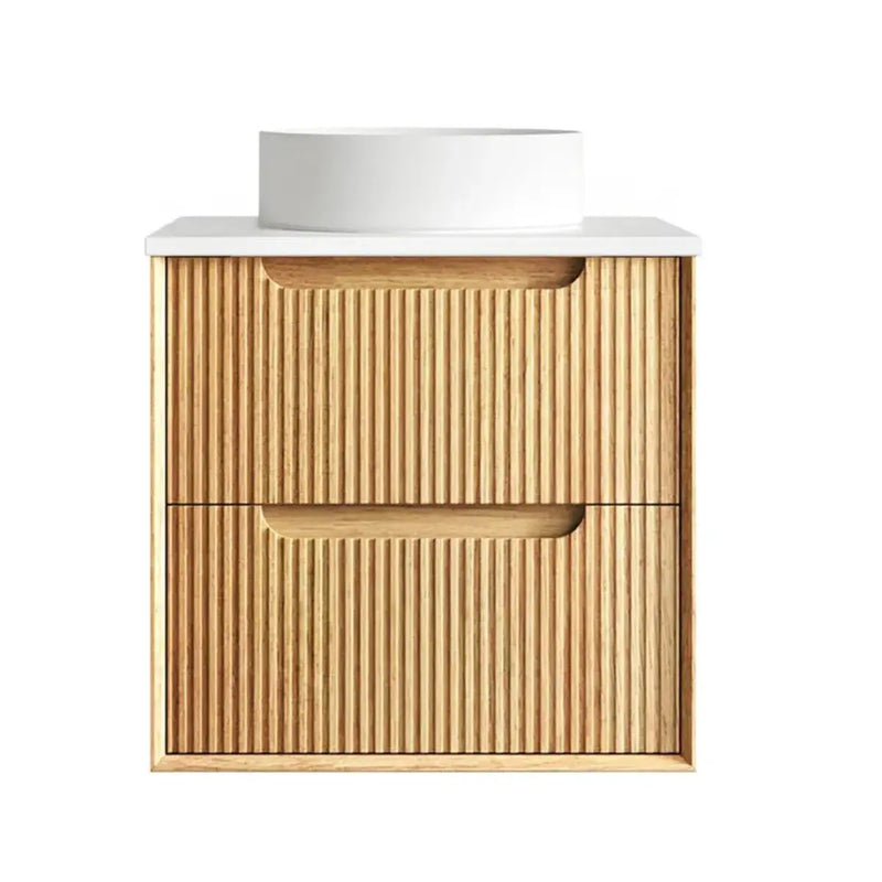 Byron Fluted Wall Hung Vanity Woodland Oak 600mm/750mm/900mm - FIL Kitchen Bathroom