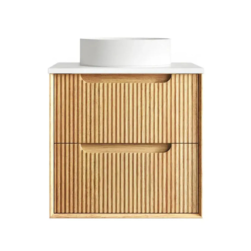 Byron Fluted Wall Hung Vanity Woodland Oak 600mm/750mm/900mm - FIL Kitchen Bathroom