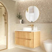 Byron Fluted Wall Hung Vanity Woodland Oak 600mm/750mm/900mm - FIL Kitchen Bathroom