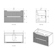 Byron Fluted Wall Hung Vanity Woodland Oak 600mm/750mm/900mm - FIL Kitchen Bathroom