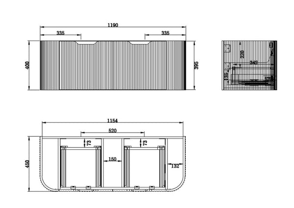 Bergen WH1200 Double Bowls-(Matt white/Matt Black/Solid Timber)