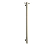 THERMOGROUP STRAIGHT ROUND VERTICAL SINGLE HEATED TOWEL RAIL 900MM BRUSHED NICKEL - FIL Kitchen Bathroom