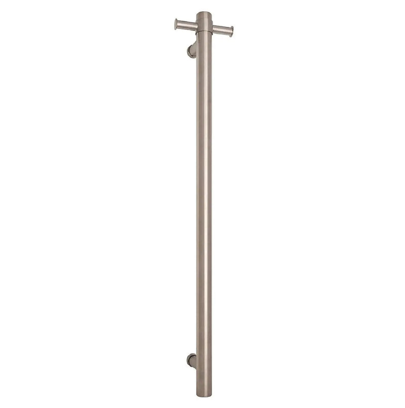 THERMOGROUP ROUND VERTICAL SINGLE HEATED TOWEL RAIL 900MM BRUSHED STAINLESS STEEL - FIL Kitchen Bathroom