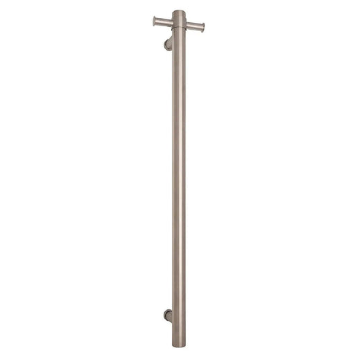 THERMOGROUP ROUND VERTICAL SINGLE HEATED TOWEL RAIL 900MM BRUSHED STAINLESS STEEL - FIL Kitchen Bathroom