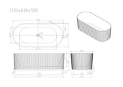 Rose Fluted V-Groove Freestanding Bathtub - Matt White mercioaustralia