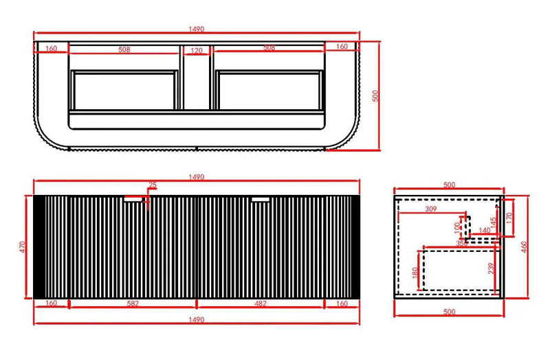 Avalon Wall Hung Vanity Double Bowl Matte White 1500mm/1800mm - FIL Kitchen Bathroom