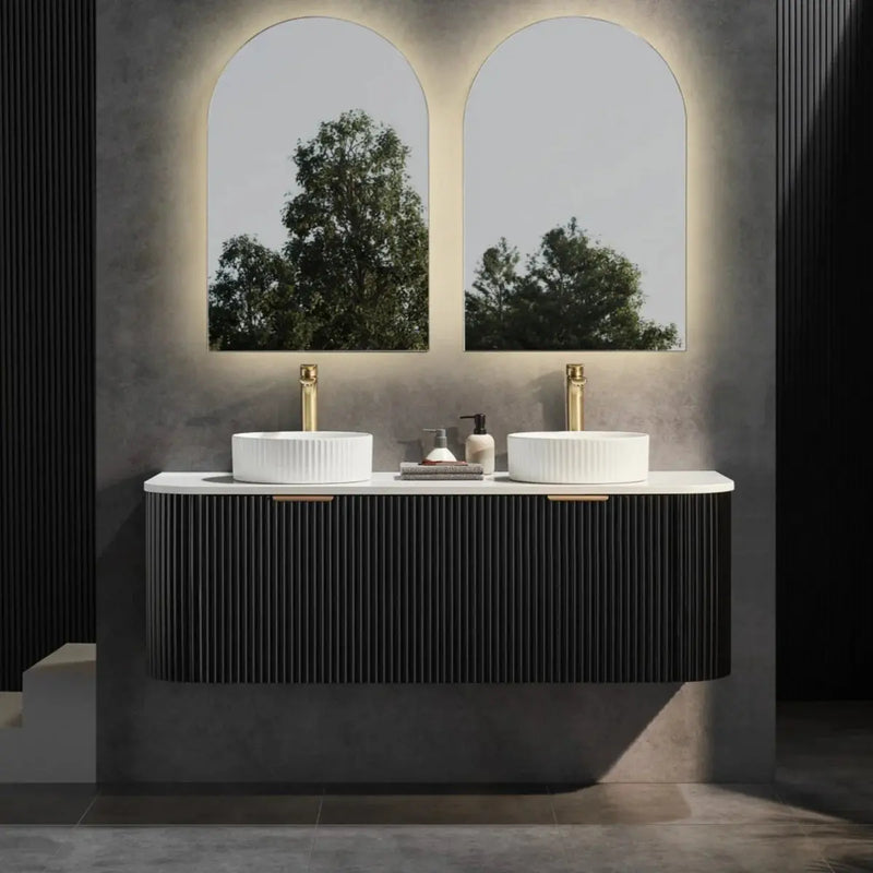 Avalon Wall Hung Vanity Matte Black Double Bowl 1500mm/1800mm - FIL Kitchen Bathroom