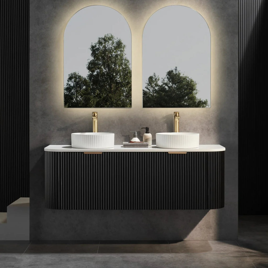 Avalon Wall Hung Vanity Matte Black Double Bowl 1500mm/1800mm