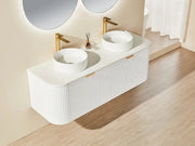 Avalon Wall Hung Vanity Double Bowl Matte White 1500mm/1800mm - FIL Kitchen Bathroom