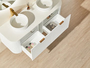 Avalon Wall Hung Vanity Double Bowl Matte White 1500mm/1800mm - FIL Kitchen Bathroom